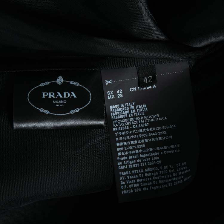 مملوكة مسبقًا Prada Black Wool Cold Shoulder Midi Coat M