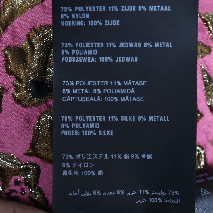 Pre Owned Prada Pink Metallic Brocade Sleeveless Gown M