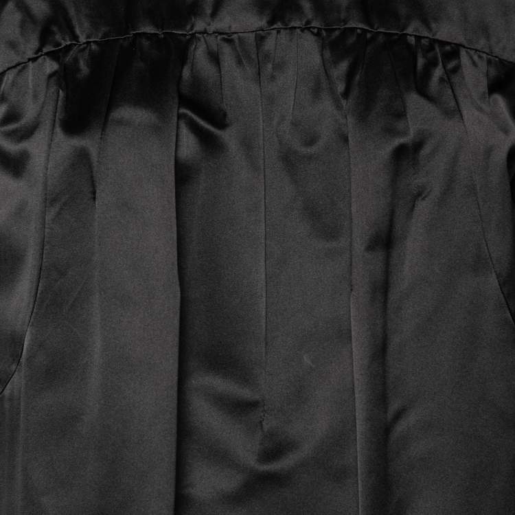 Pre Owned Prada Black Silk Gathered Detail Top M