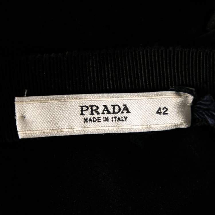 Pre Owned Prada Black Silk Gathered Detail Top M