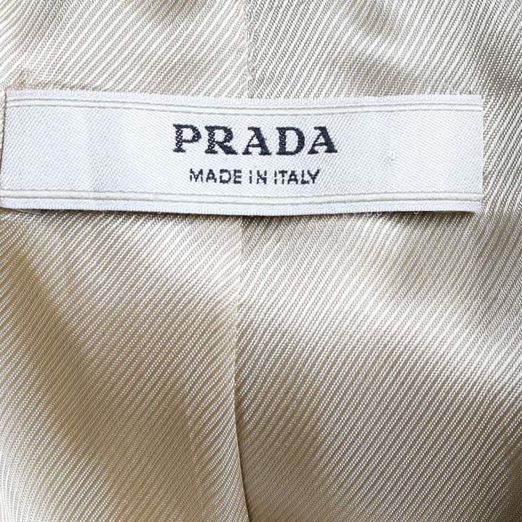 Pre Owned Prada Beige Synthetic Cross Stitch Detail Blazer M