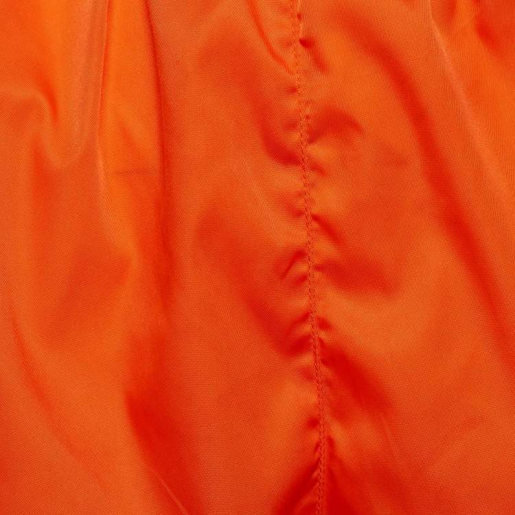 Pre Owned Prada Orange Synthetic Logo Applique Detail Mini Shorts S