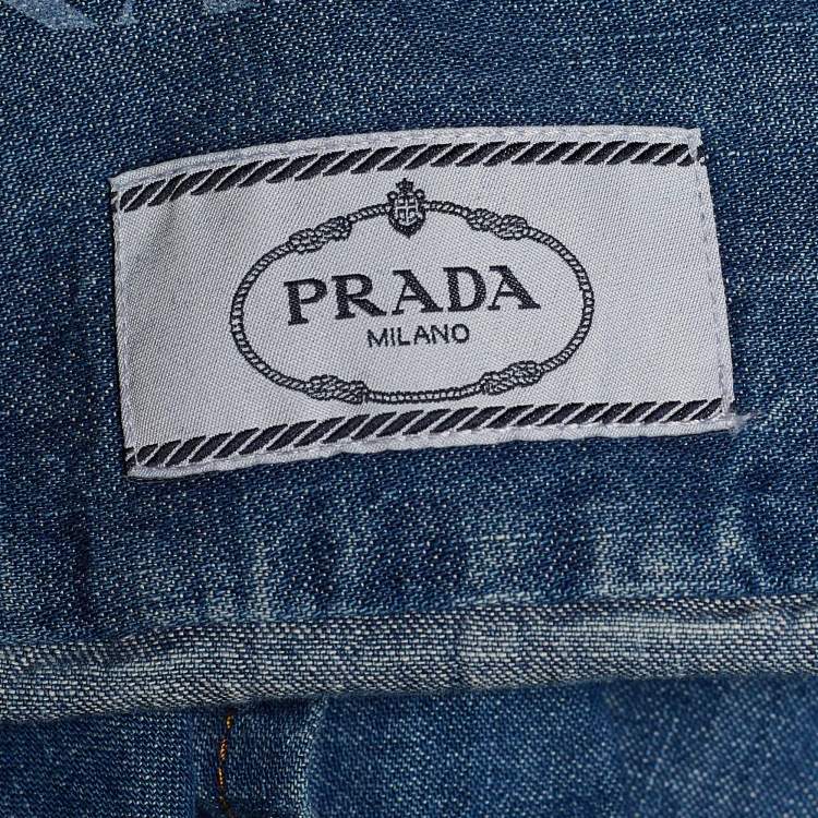 Pre Owned Prada Indigo Sleeveless Denim Shirt M