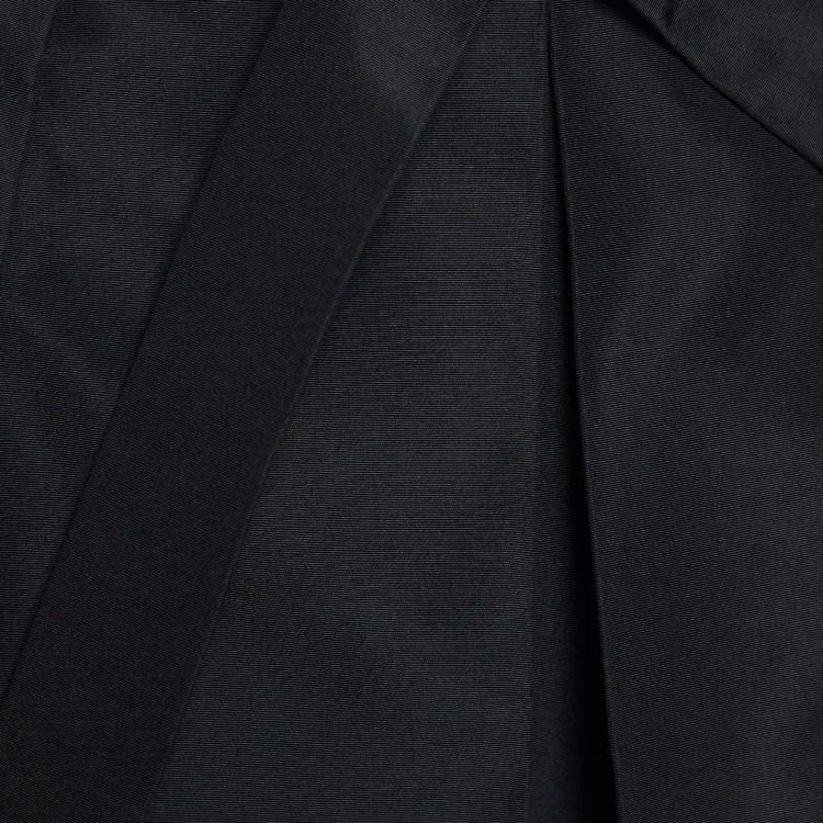 Pre Owned Prada Black Taffeta Silk Pleated Midi Skirt M