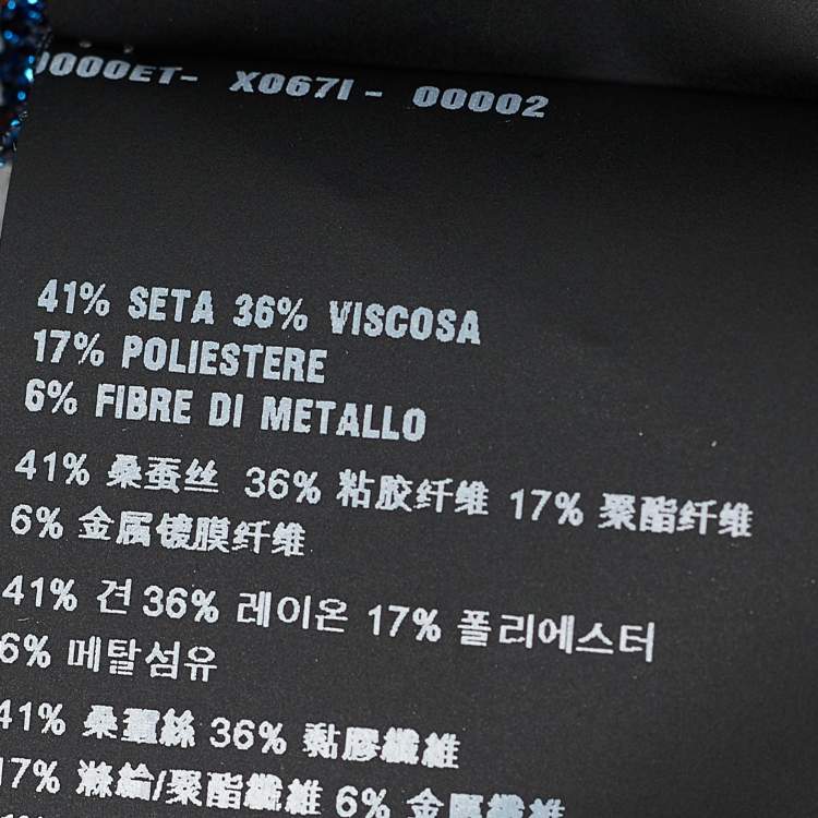 مملوكة مسبقًا Prada Blue Lurex Perforated Knit Logo Detail Top M