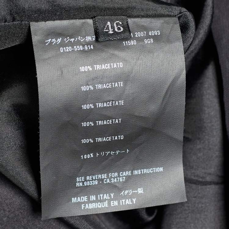 Pre Owned Prada Black Crepe Ruffle Trimmed Button Front Blouse L