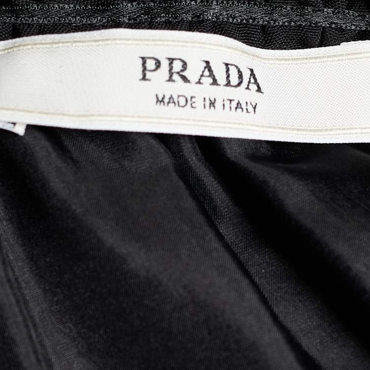 Pre Owned Prada Black Crepe Ruffle Trimmed Button Front Blouse L
