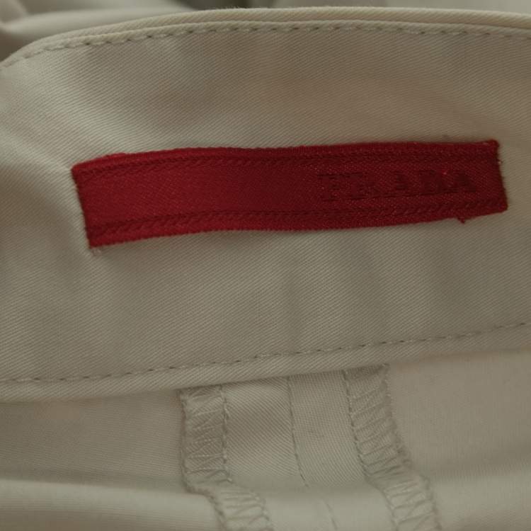Pre Owned Prada Cream Cotton Trousers Waist 36