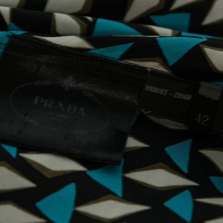 Pre Owned Prada Multicolor Geometric Printed Silk Button Front Shirt M
