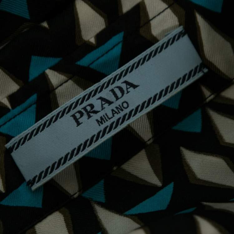 Pre Owned Prada Multicolor Geometric Printed Silk Button Front Shirt M