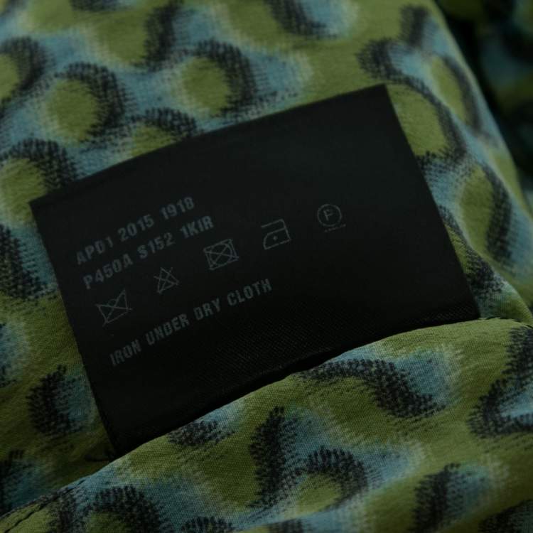 Pre Owned Prada Green Printed Silk Button Front Shirt M