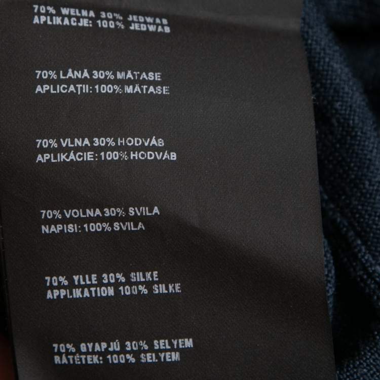 Pre Owned Prada Navy Blue Wool & Silk Neck Tie Detail Long Sleeve Sweater M