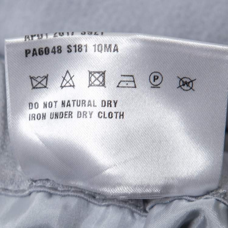 Pre Owned Prada Metallic Grey Satin Feather Detailed Pajama Suit L