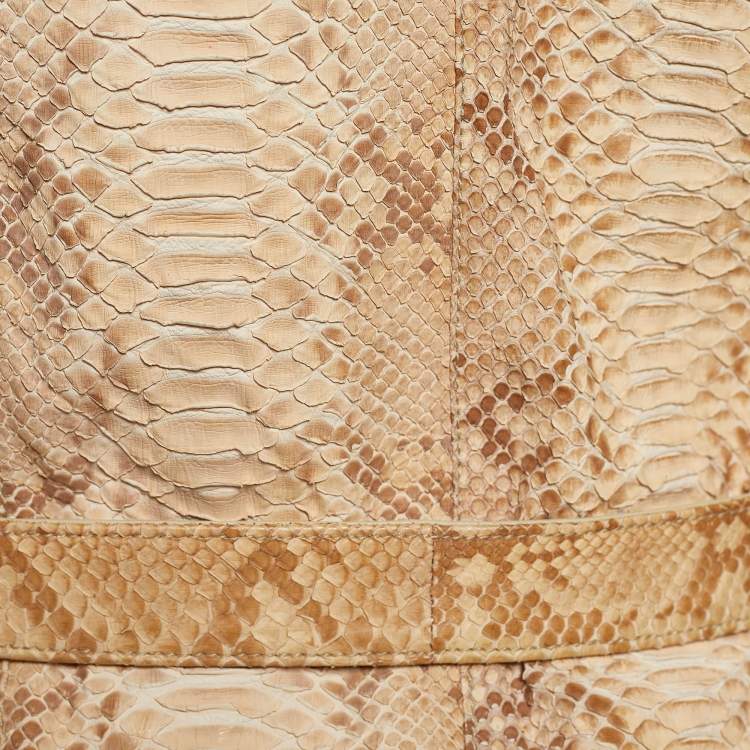 Pre Owned Prada Beige Python Skin Belted Coat S