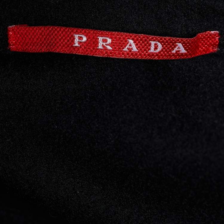 Pre Owned Prada Black Wool & Silk Gathered Hem Midi Dress L