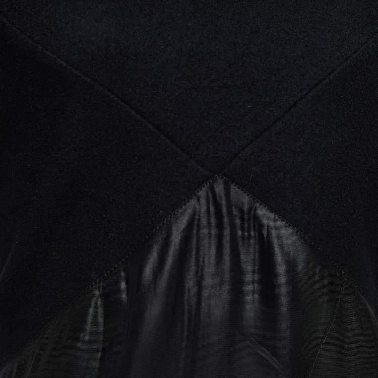 Pre Owned Prada Black Wool & Silk Gathered Hem Midi Dress L