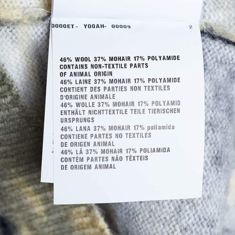 Pre Owned Prada Yellow Village Print Mohair Wool Knit Sweater S