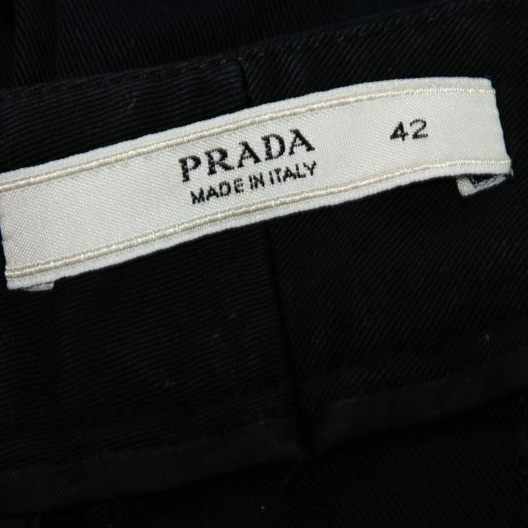 Pre Owned Prada Black Cotton Tapered Leg Trousers M