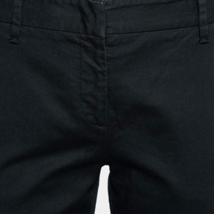 Pre Owned Prada Black Cotton Tapered Leg Trousers M