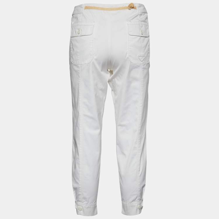 Pre Owned Prada White Cotton Capri Pants M