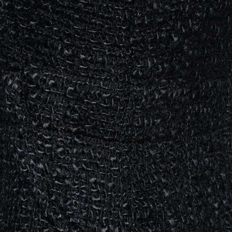 Pre Owned Prada Black Tweed Knit V-Neck Sleeveless Dress M