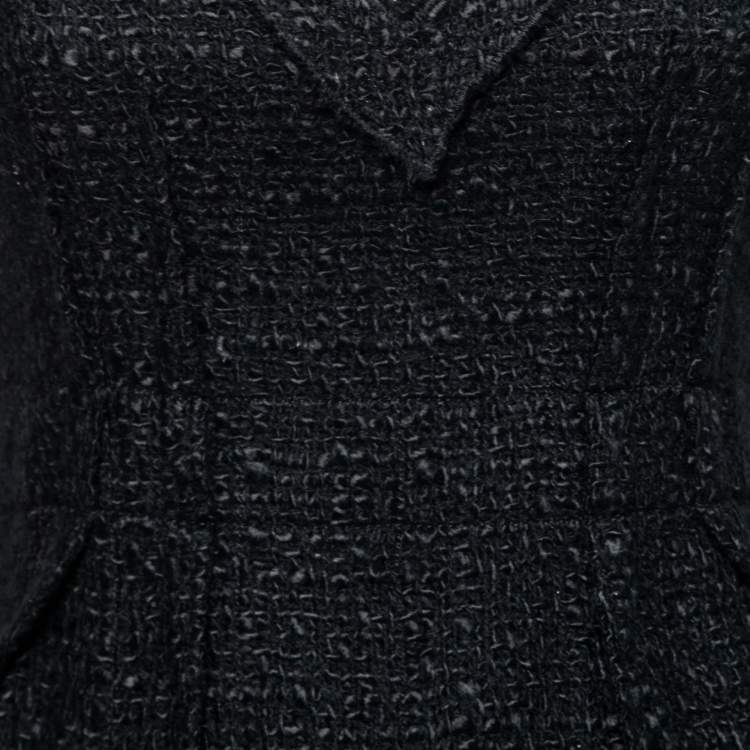 Pre Owned Prada Black Tweed Knit V-Neck Sleeveless Dress M