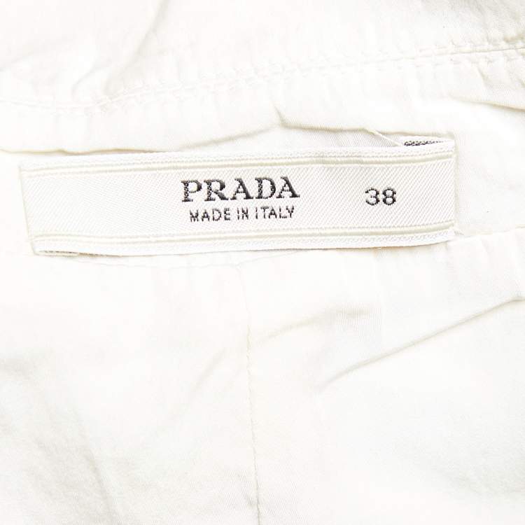Pre Owned Prada Cream Synthetic Zip Front Sleeveless Mini Dress S