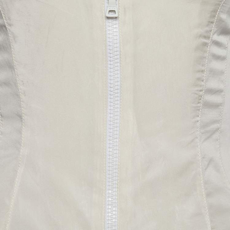 Pre Owned Prada Cream Synthetic Zip Front Sleeveless Mini Dress S