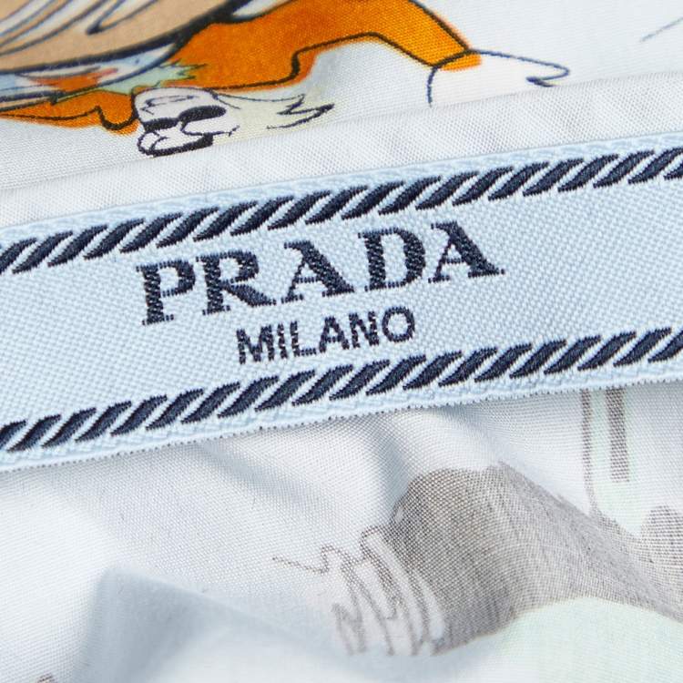 Pre Owned Prada Blue Cadillac Print Cotton Sleeveless Top S