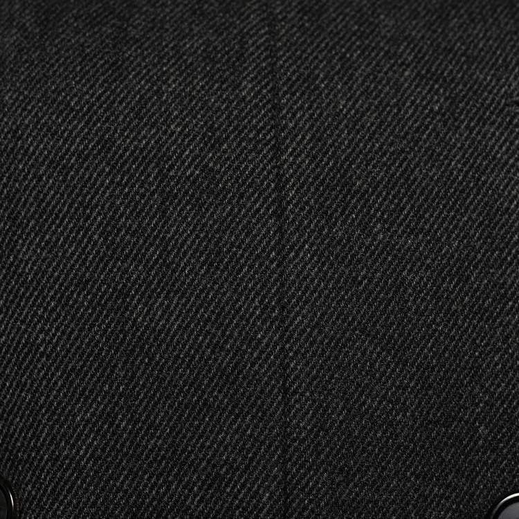 Pre Owned Prada Vintage Dark Grey Striped Wool Double Breasted Peacoat L