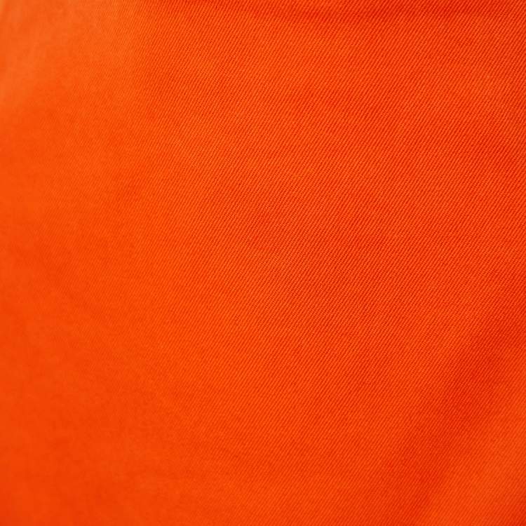 Pre Owned Prada Orange Cotton Ruffled Hem Midi Skirt S