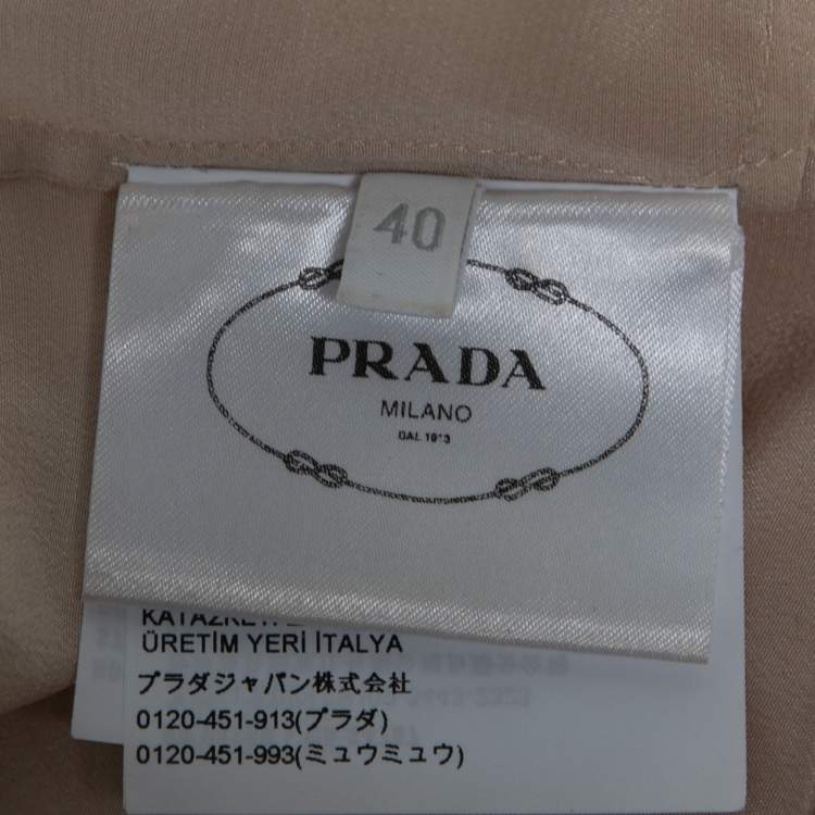 Pre Owned Prada Apricot Sequined Chiffon Sleeveless Crop Top S