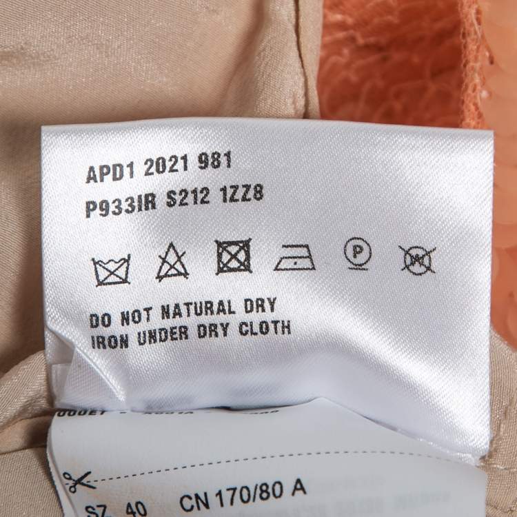 Pre Owned Prada Apricot Sequined Chiffon Sleeveless Crop Top S