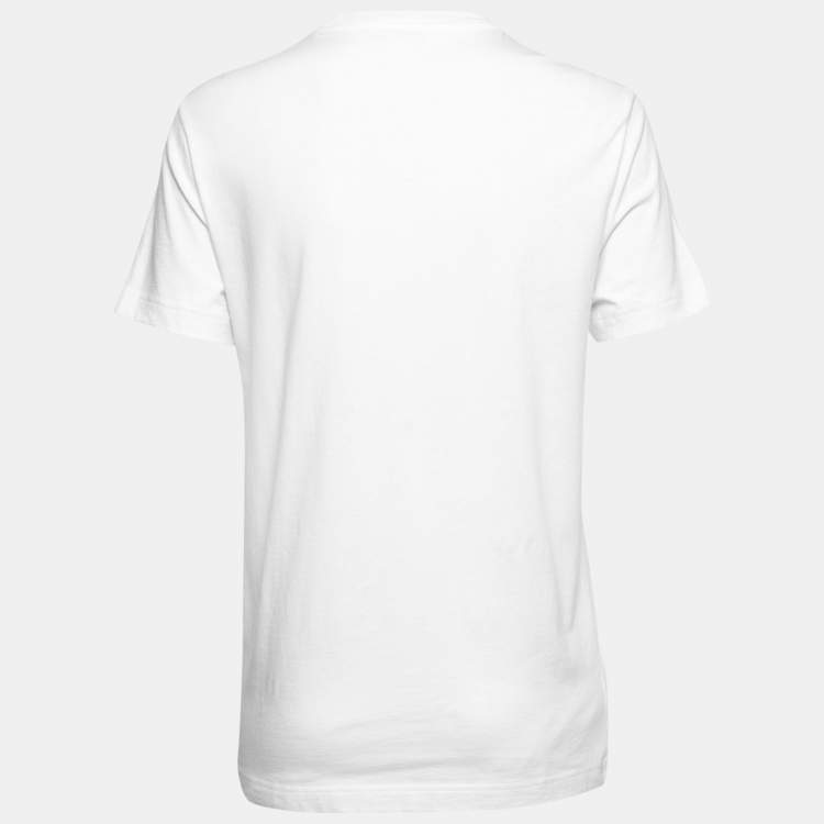 Pre Owned Prada White Cotton Logo Embroidered Crewneck T-Shirt S