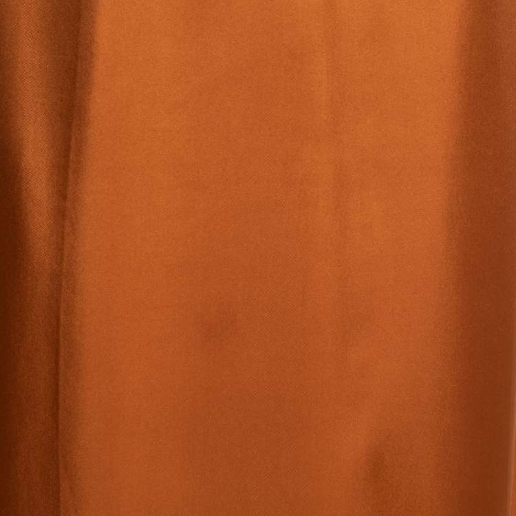 Pre Owned Prada Mustard Yellow Silk Collared Sleeveless Long Dress M