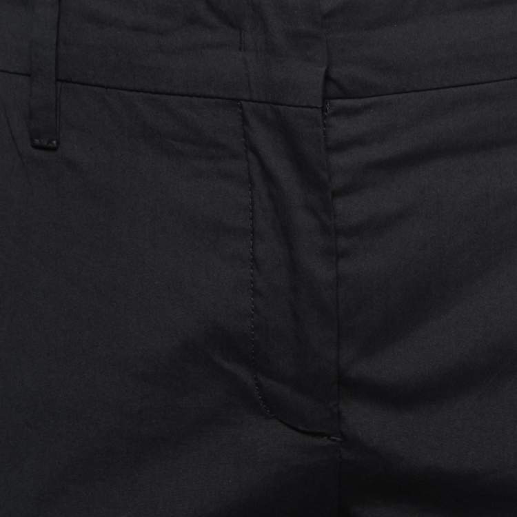 Pre Owned Prada Black Cotton Straight Leg Trousers M