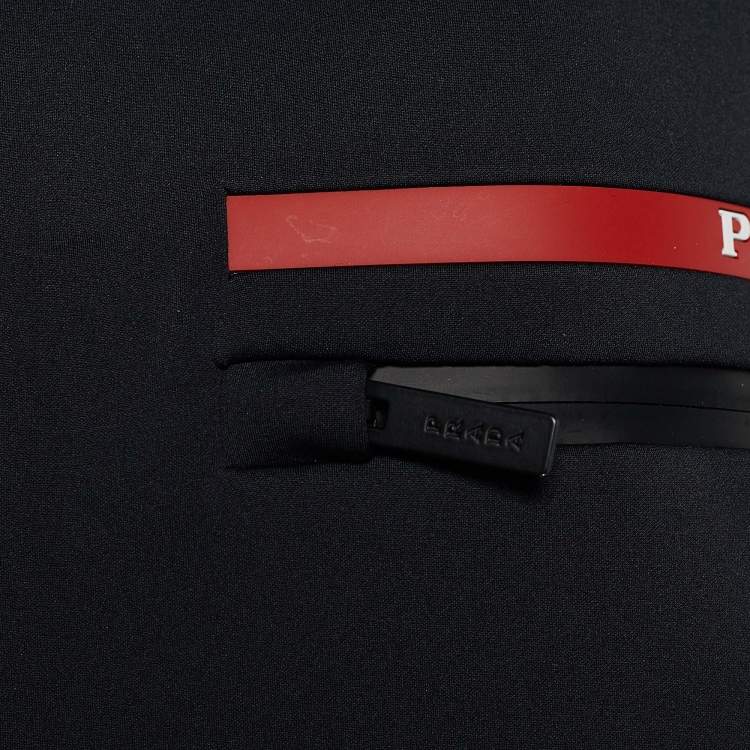 Pre Owned Prada Linea Rossa Black Recycled Double Jersey Oversized Sweatshirt M