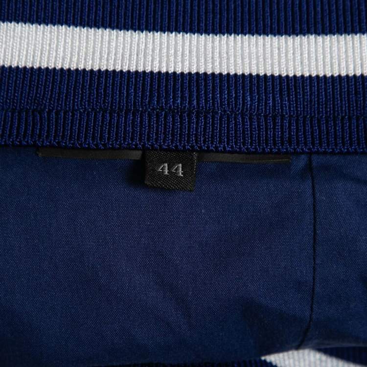 Pre Owned Prada Blue Cotton Elastic Ribbed Trim Flared Skirt M