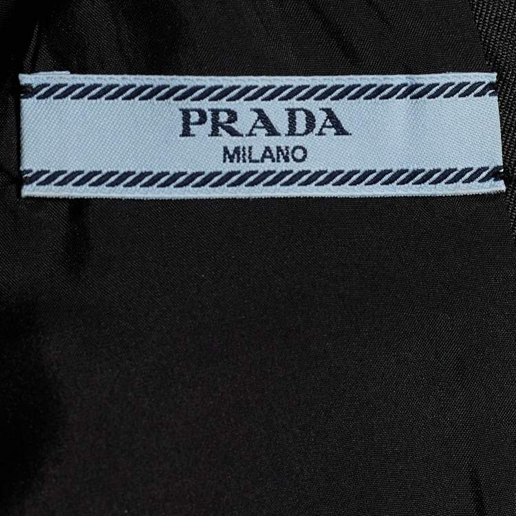 Pre Owned Prada Black Wool & Silk Ostrich Feather Trim Sleeveless Top S