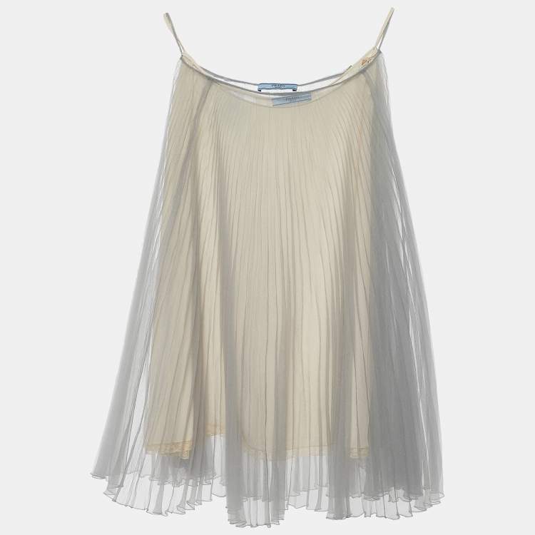 Pre Owned Prada Mint Green Pliseé Pleated Skirt S