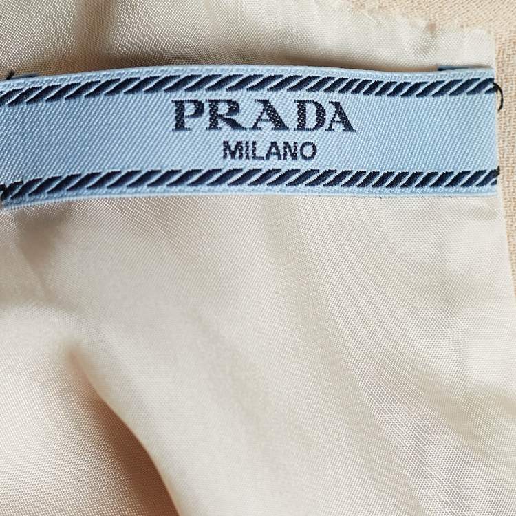 Pre Owned Prada Pale Pink Crepe Bead Tasseled Sleeveless Blouse S