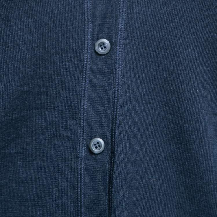 Pre Owned Prada Navy Blue Cashmere & Silk Knit Button Front Cardigan S
