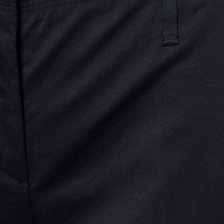 Pre Owned Prada Navy Blue Cotton Frayed Waist Detail Pants M