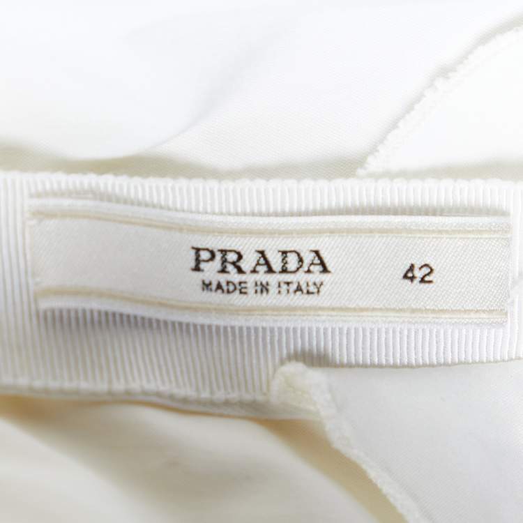 Pre Owned Prada White Cotton Draped Sleeveless Top M
