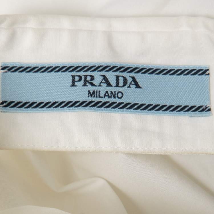 Pre Owned Prada White Cotton Poplin Off-Shoulder Shirt XS