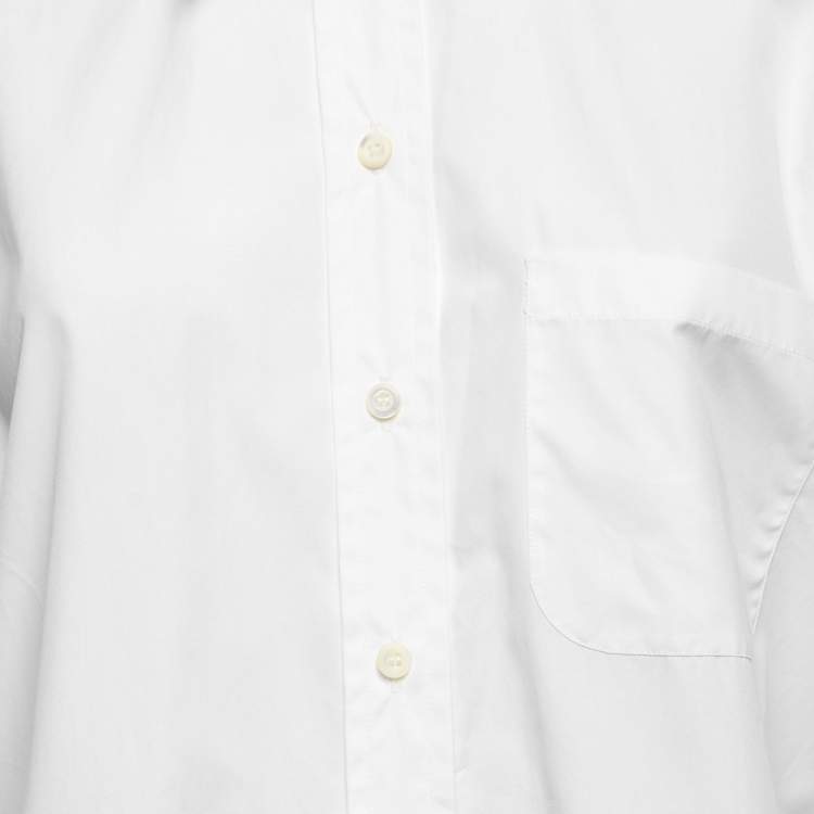 Pre Owned Prada White Cotton Poplin Off-Shoulder Shirt XS