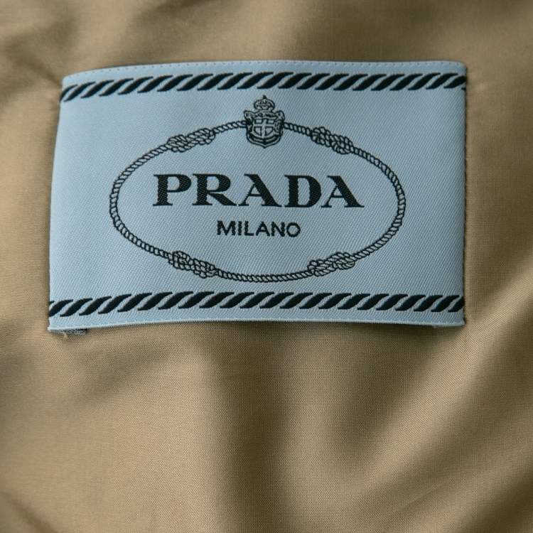 Pre Owned Prada Beige Cotton Button Detail Belted Trench Coat M