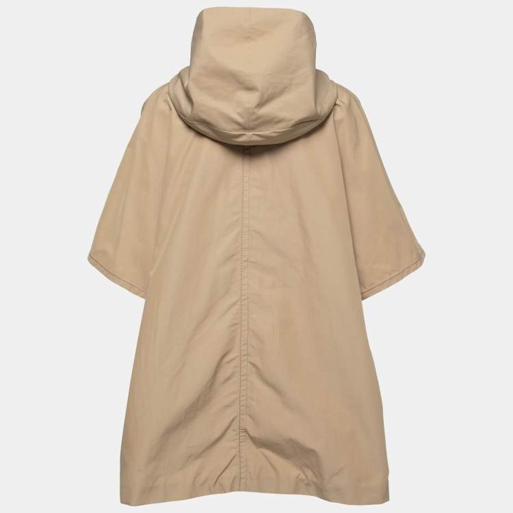 Pre Owned Prada Tan Brown Cotton Hooded Cape Coat M