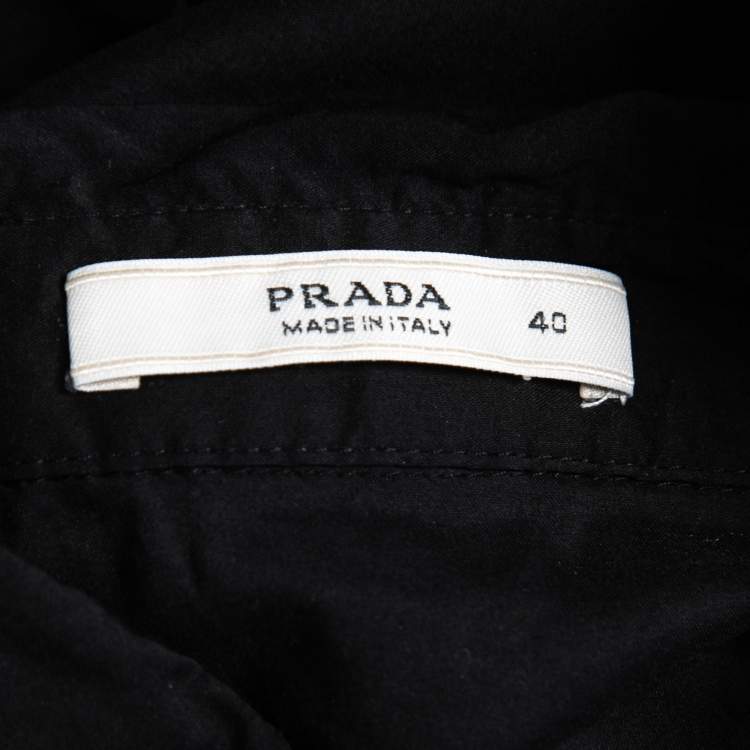 Pre Owned Prada Black Cotton Bow Detail Button Front Shirt S