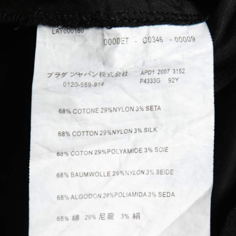 Pre Owned Prada Black Cotton Bow Detail Button Front Shirt S